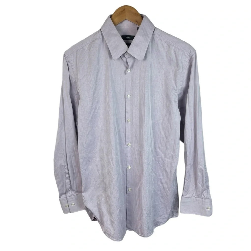 BF1292 Men’s BOSS Hugo Boss Designer SLIM Fit Business Dress Shirt 16.5 32/33 M
